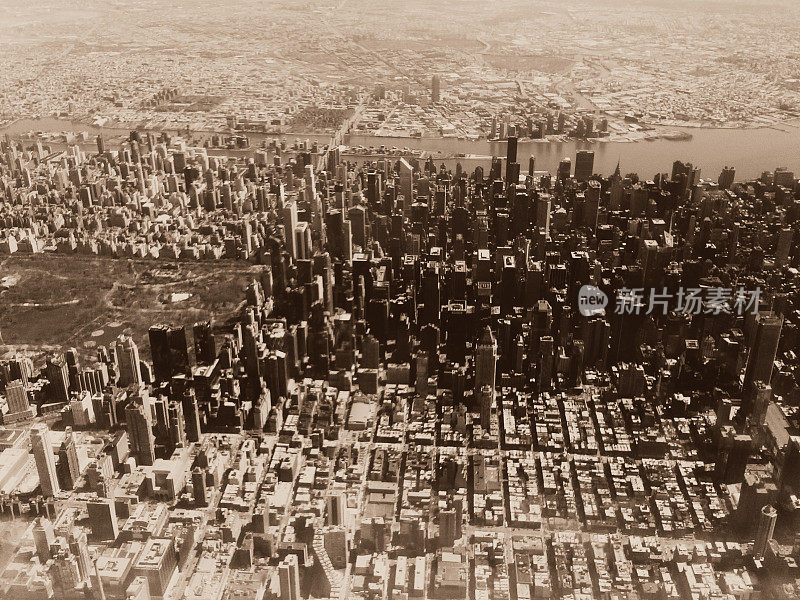 Sepia New York City Central Park Aerial View